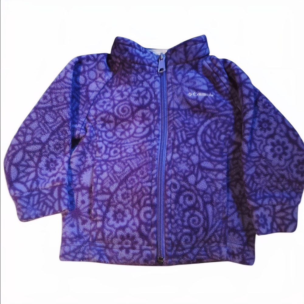 Columbia Kids' Patterned Zip-up Purple Hoodie-Size 6-12 Mos EUC